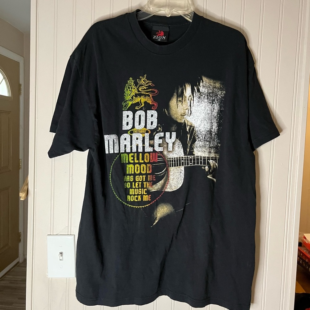 Zion Rootswear Black Bob Marley mellow mood Short Sleeve Tee 1X